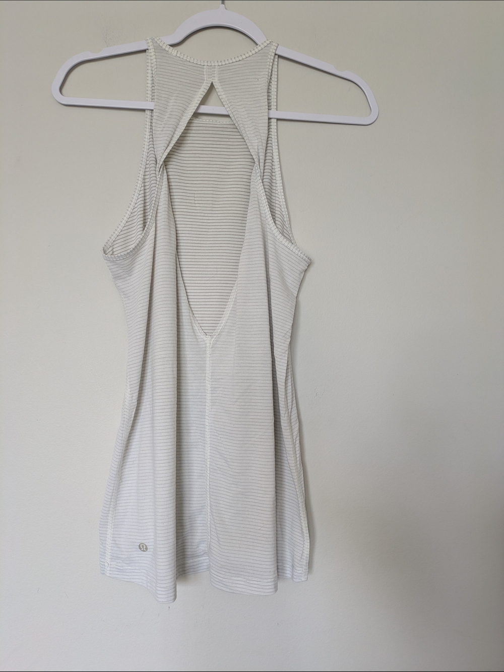 Lululemon Women's Cream Striped Twist Open Back Tank Top